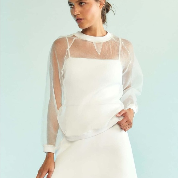 Cynthia Rowley Organza Pullover White Medium - Picture 5 of 11
